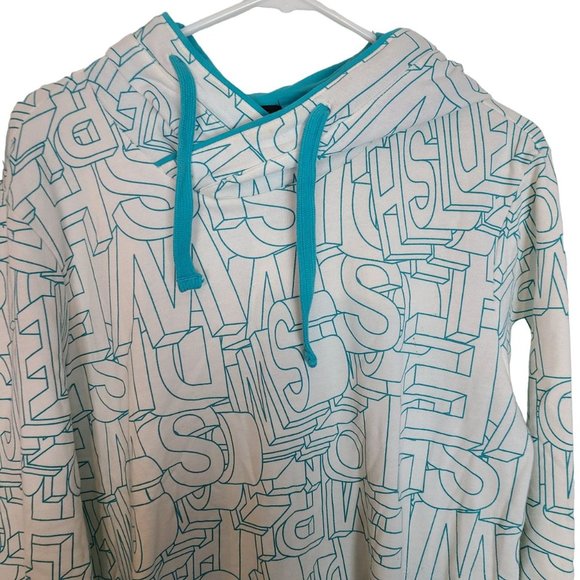 CLRIDE.n Womens 100 White Sweden Spell Out Print Pullover Hoodie Sweatshirt NWT - Picture 2 of 9